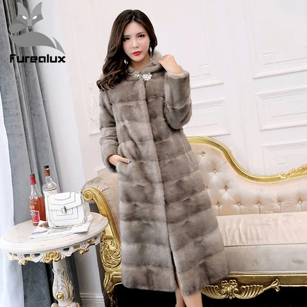 

Furealux New Real Mink Fur Coats For Women Fashion Thick Warm Winter Jacket Mink Fur Coat Long Style Extra Large Big Sale Cheap