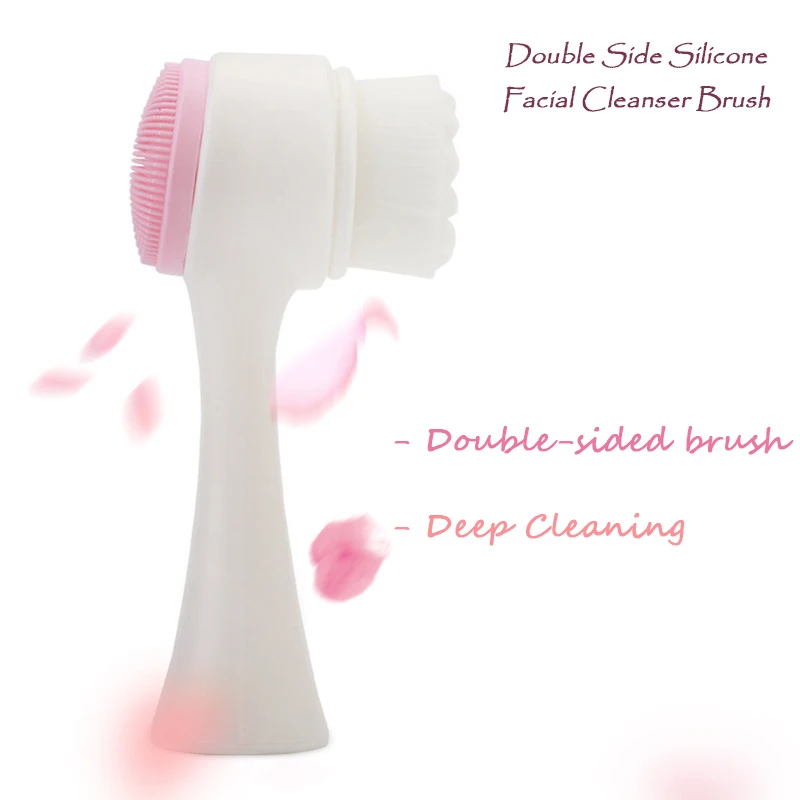 Double Side Silicone Facial Cleanser Wash Brush Soft Mild Fiber Face Cleaning Portable Size Massage Washing Skin Care Tool|Устройство
