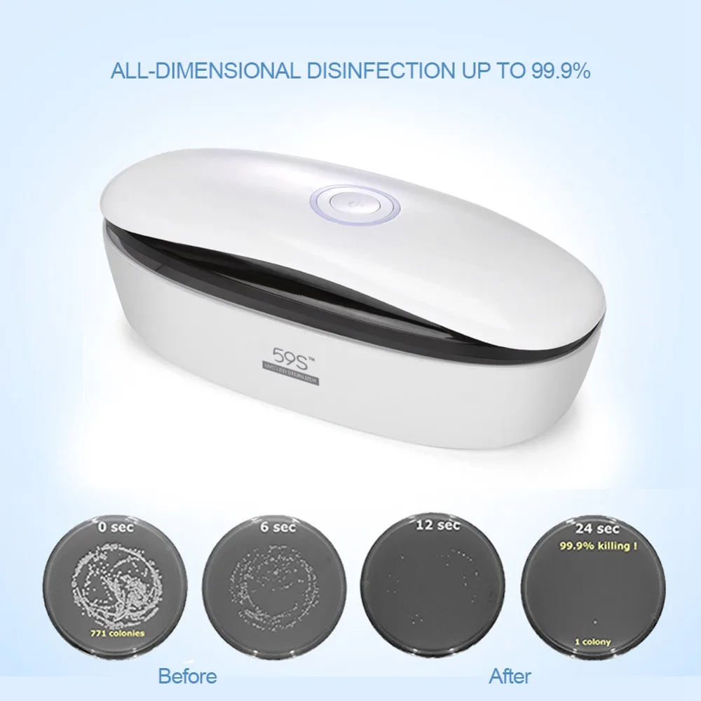 Kit de limpiador de uñas para cosméticos con caja de esterilizador LED inteligente de 59 s, dispositivo de desinfección UV, esterilizador, estuche para salón de manicura, Splitters