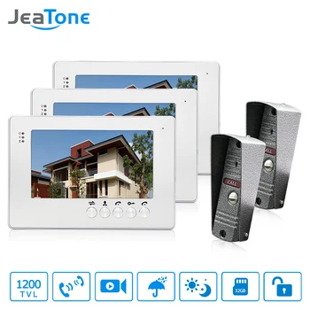 

JeaTone NEW 7 inch LCD TFT Color Video Door Phone Intercom System 1200TVL Outdoor Camera IR Night Vision Unlocking Door