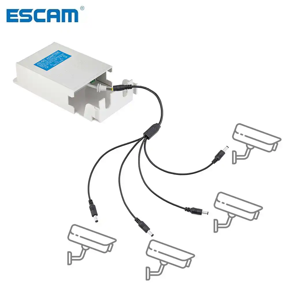 Floureon CCTV Camera DC Cable Splitter 1 Female to 8 Male Power