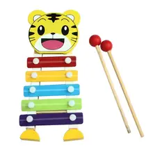 Горячая Детская 5-Note ксилофон, музыкальные игрушки, развивающая мудрость, деревянный леверт, Прямая поставка