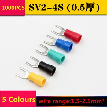 

1000PCS/LOT T031 SV2-4S Insulated Fork Wire Splice Connector Copper Cable Crimp Spade Terminal Cold Pressing 1.5-2.5MM2