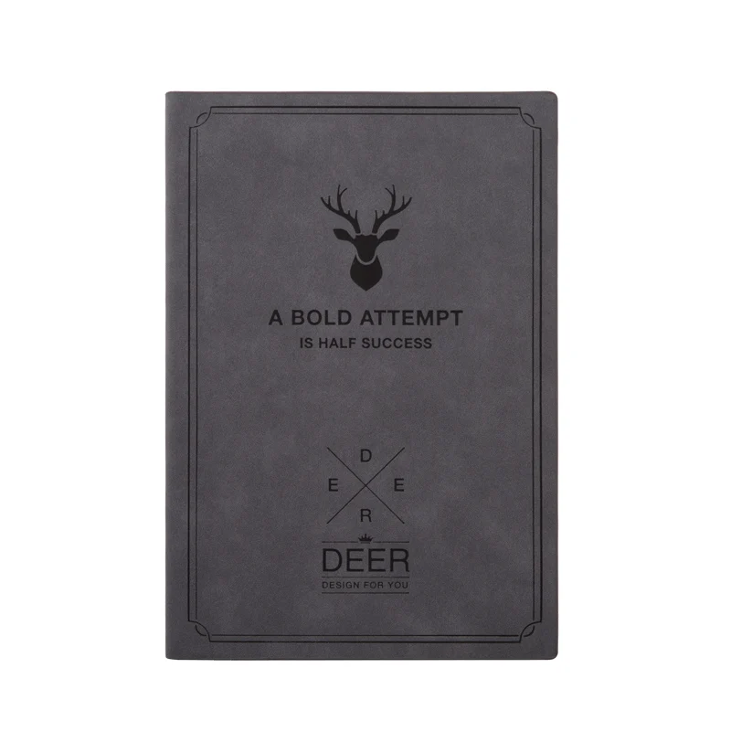 

CAGIE Vintage Leather Persoanl Diary Brief Deer Pattern 256 Pages Thick Lined Notebooks and Journals Office Daily Memos Filofax