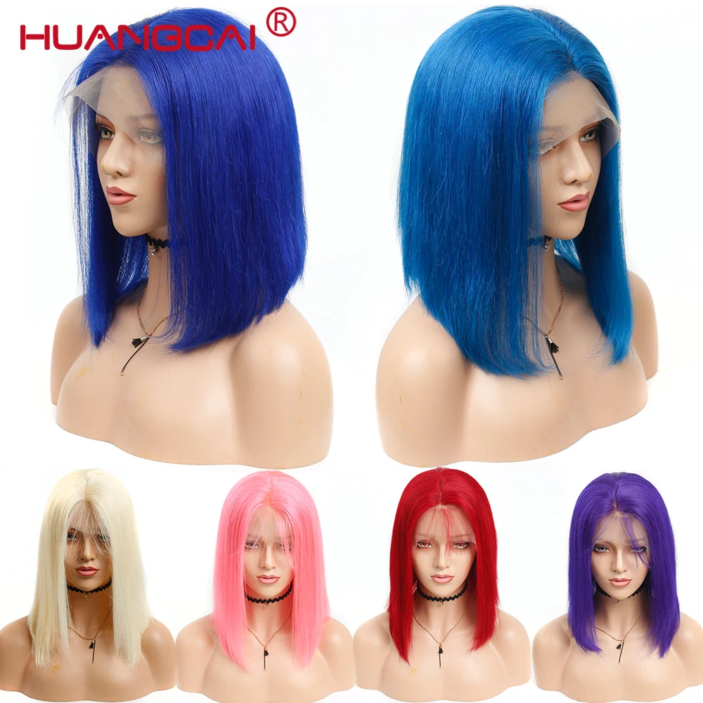 

150% Colorful short Bob Wig 13*4 Lace Front Human Hair Bob Wigs For Women Brazilian Remy Straight Hair Bob Lace Front Wig