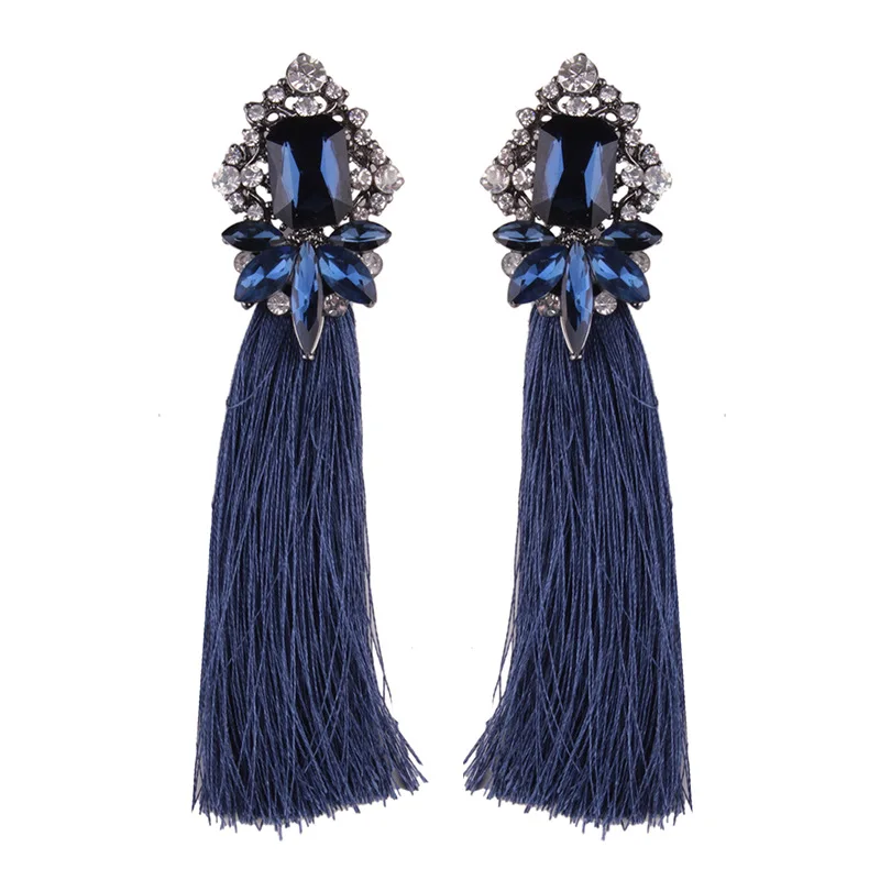MYDANER, Новое поступление, этнические преувеличенные серьги с кисточками для женщин, модные массивные серьги с цветами и кристаллами, ювелирные изделия, бижутерия - Окраска металла: Blue