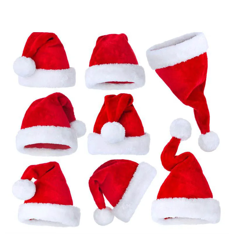 4-Pack New Year Cap Christmas Party Santa Hats - Red and White Cap with Ball - Christmas Hat for Santa Claus Costume - XMas Decoration image 4