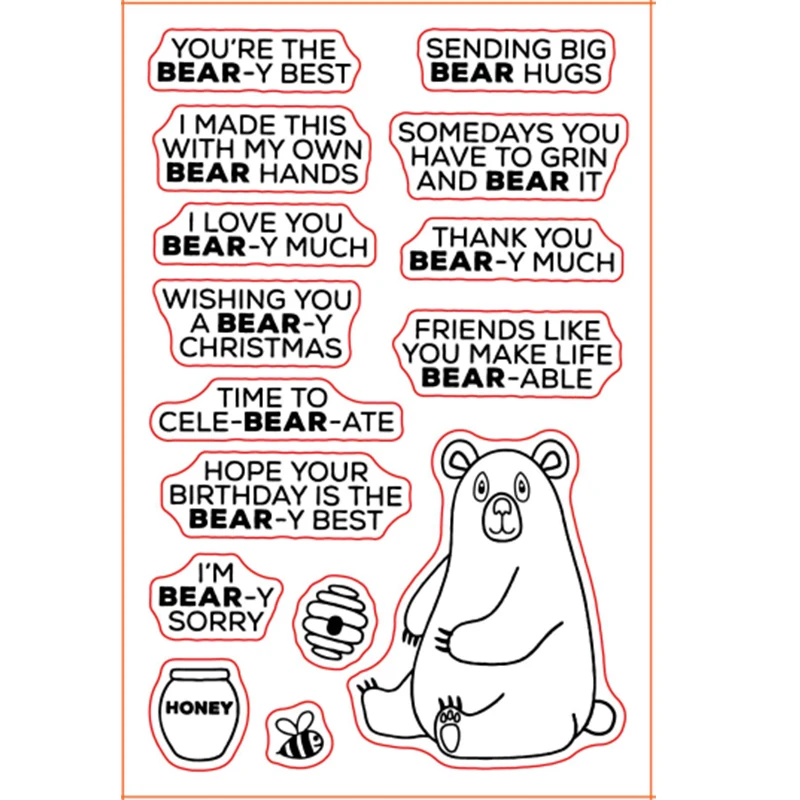 365 дней календарь Медведь Прозрачный силиконовый штамп/печать для DIY Скрапбукинг/фотоальбом ремесло декоративный прозрачный штамп 4x6IN - Цвет: WW0421A1