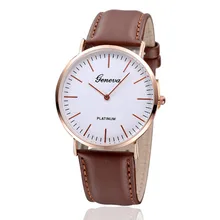 2017 HOT Vogue Luxurious Mens Womens Impartial Geneva Gold shell Easy Leather-based Watch relogio masculino unique Freeshipping