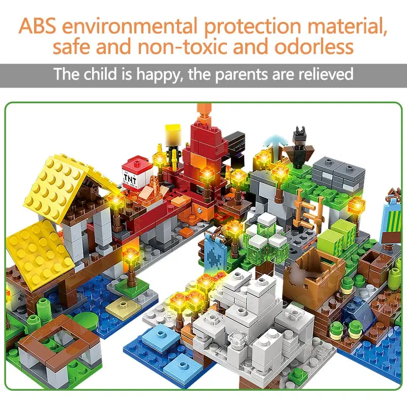 737pcs My World Farm Cottage Building Blocks Compatible LegoINGLY Minecraft Village Defend Homes Figures DIY Enlighten Kid Toys