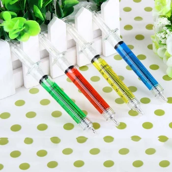 

FangNymph 4 PCS Creative Liquid Novelty Syringe Ballpoint Pen Stationery Ballpoint Pen School Office Supplies Creative Gifts