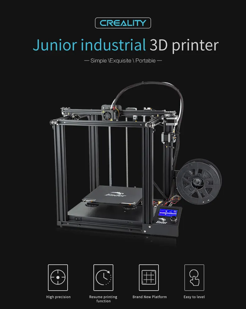 

simple exquisite portable Ender5 3D Printer Kits Creality Built-in motherboard power supply Print stability Simple leveling