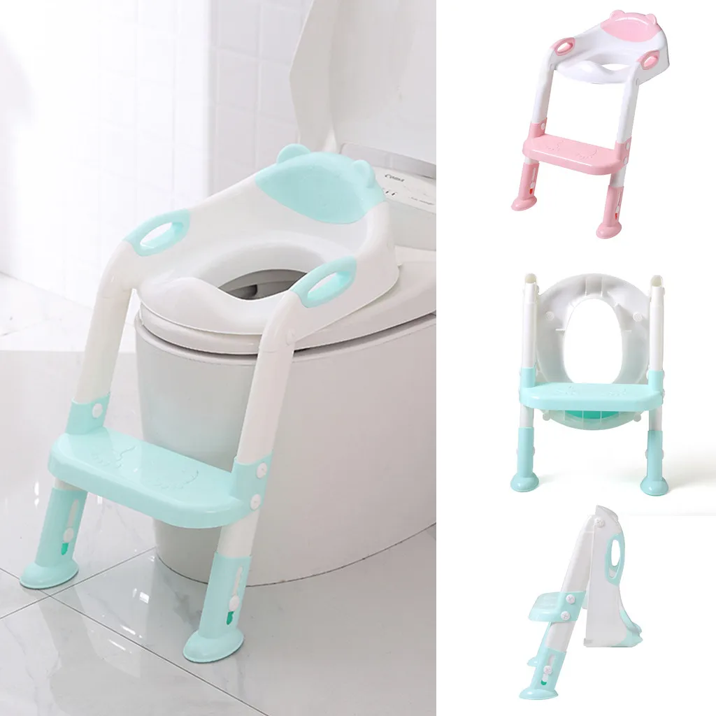 

2 Colors Baby Potty Training Seat Children's Potty Baby Toilet Seat With Adjustable Ladder Infant Toilet Training Folding Seat