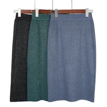 GIGOGOU блестящая женская трикотажная юбка с высокой талией и люрексом, весенне-осенняя модная юбка в рубчик, элегантная женская повседневная юбка миди