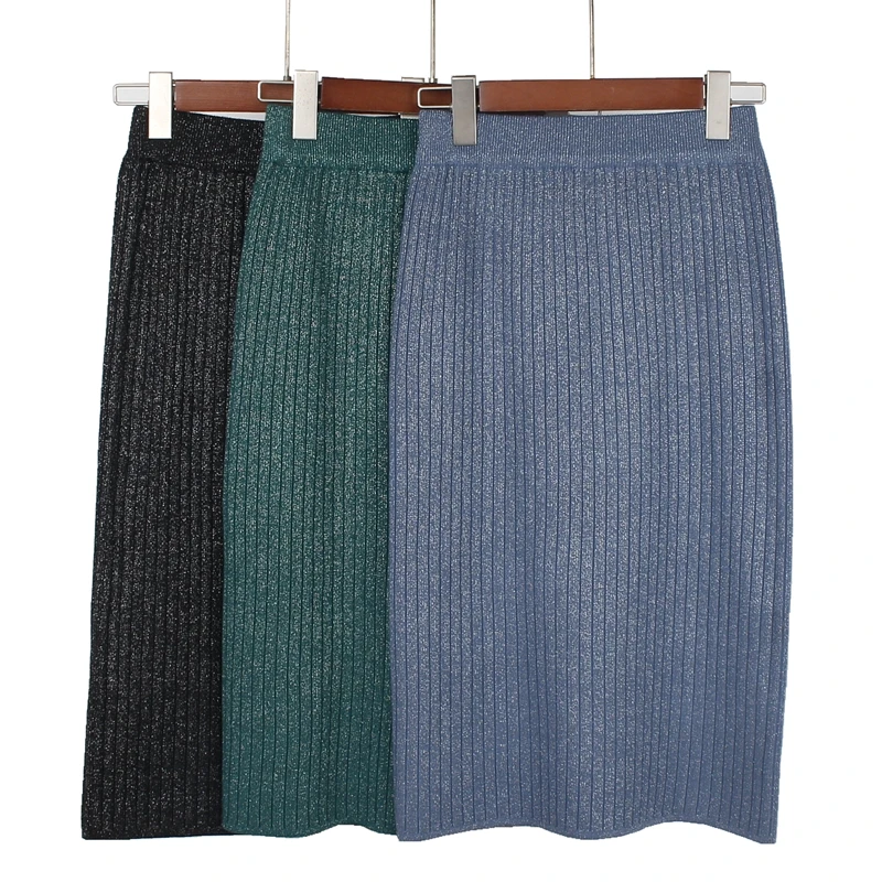 Женская трикотажная юбка GIGOGOU, с люрексом и высокой талией, на весну и осень|Юбки|   | АлиЭкспресс