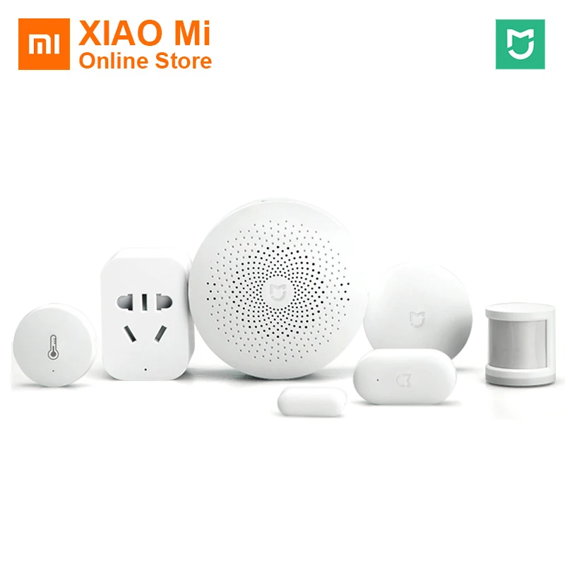 Xiaomi умный дом Комплект Mijia шлюз двери окна человеческого тела датчик температуры и влажности Датчик беспроводной переключатель Zigbee розетка куб