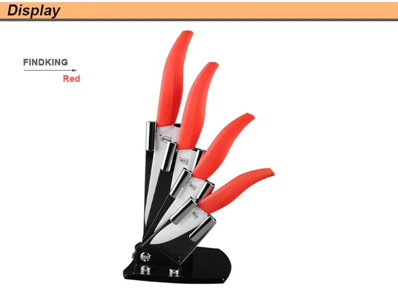Новинка, высокое качество, " 4" " 6" дюймов, брендовый набор кухонных керамических ножей с фруктами+ акриловый держатель - Цвет: RED