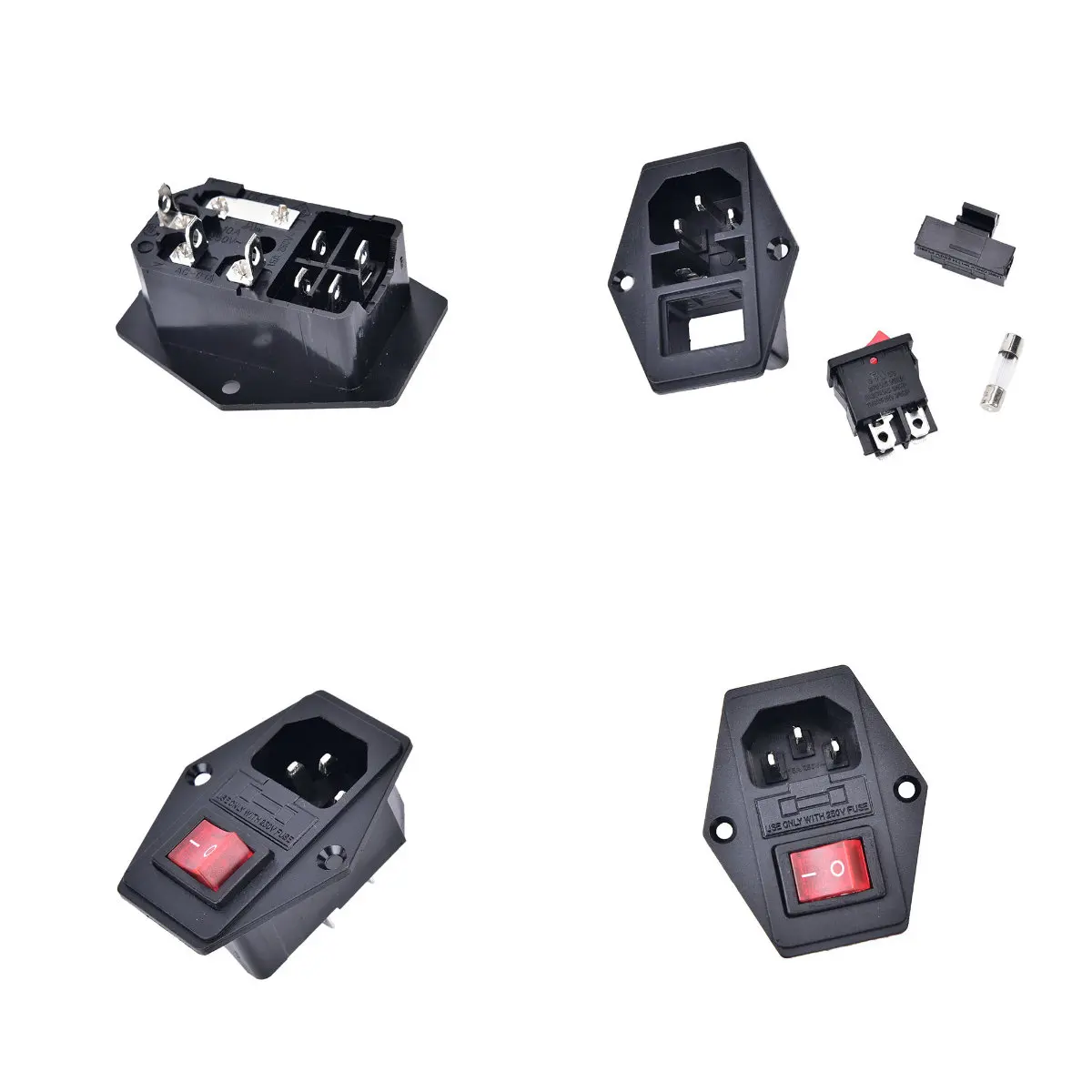 

New ON/OFF switch Socket with female plug for power supply cord arcade machine IO switch with Fuse