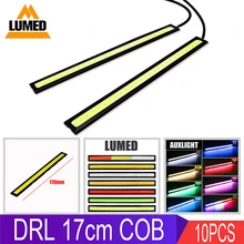 10x luz do carro led drl 17cm cob daytime running lâmpada tira barra listras de alumínio painel carro luzes de trabalho 12v