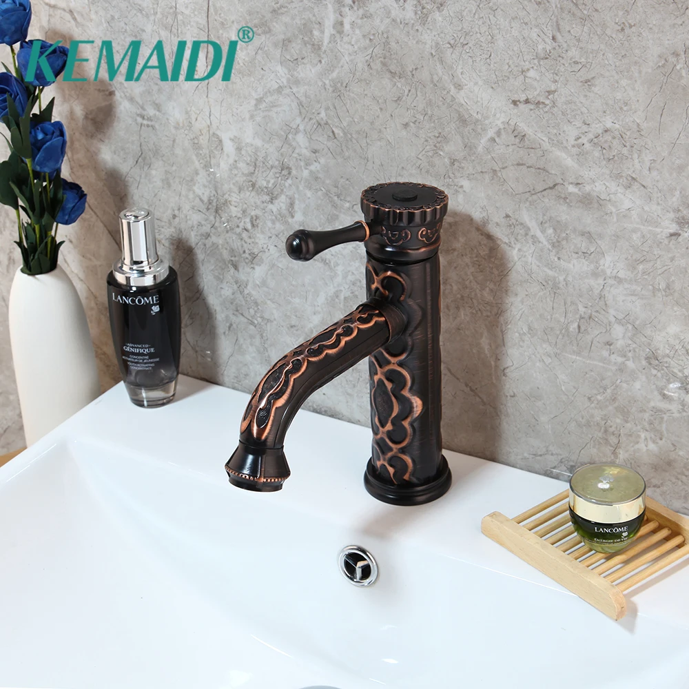 Kemaidi Black Oil Rubbed Bronze Bathroom Faucet Basin Stream Spout