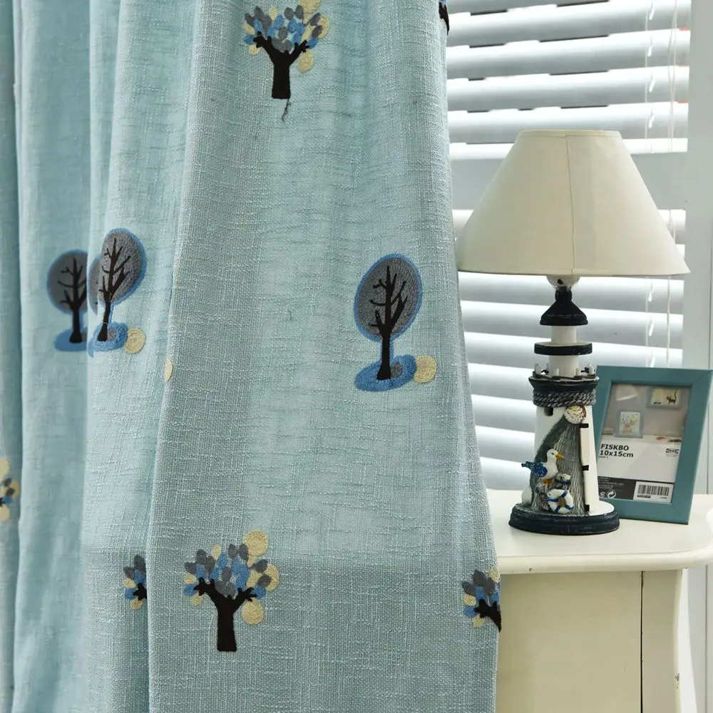 Árboles de dibujos animados cortinas para dormitorio algodón bordado toalla encanto lindo niños niñas ventana Cortina cortinas WP192C Árboles de dibujos animados cortinas para dormitorio algodón bordado toalla encanto lindo niños niñas ventana Cortina cortinas WP192C
