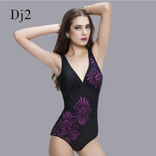 Новая скидка, Черный Цельный купальник с v-образным вырезом, сексуальные женские брендовые купальники, 3D принт, открытая спина, пляжный купальный костюм, монокини XXL