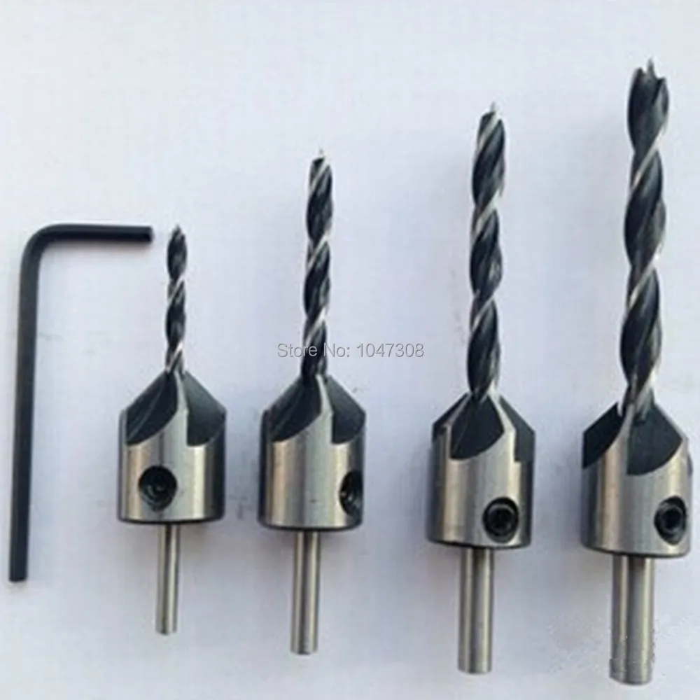7Pcs/Lot Countersink Drill Bit Drill Press Set Reamer Woodworking Countersunk 3-10Mm Carpentry Drill 1Pc Wrench Sale