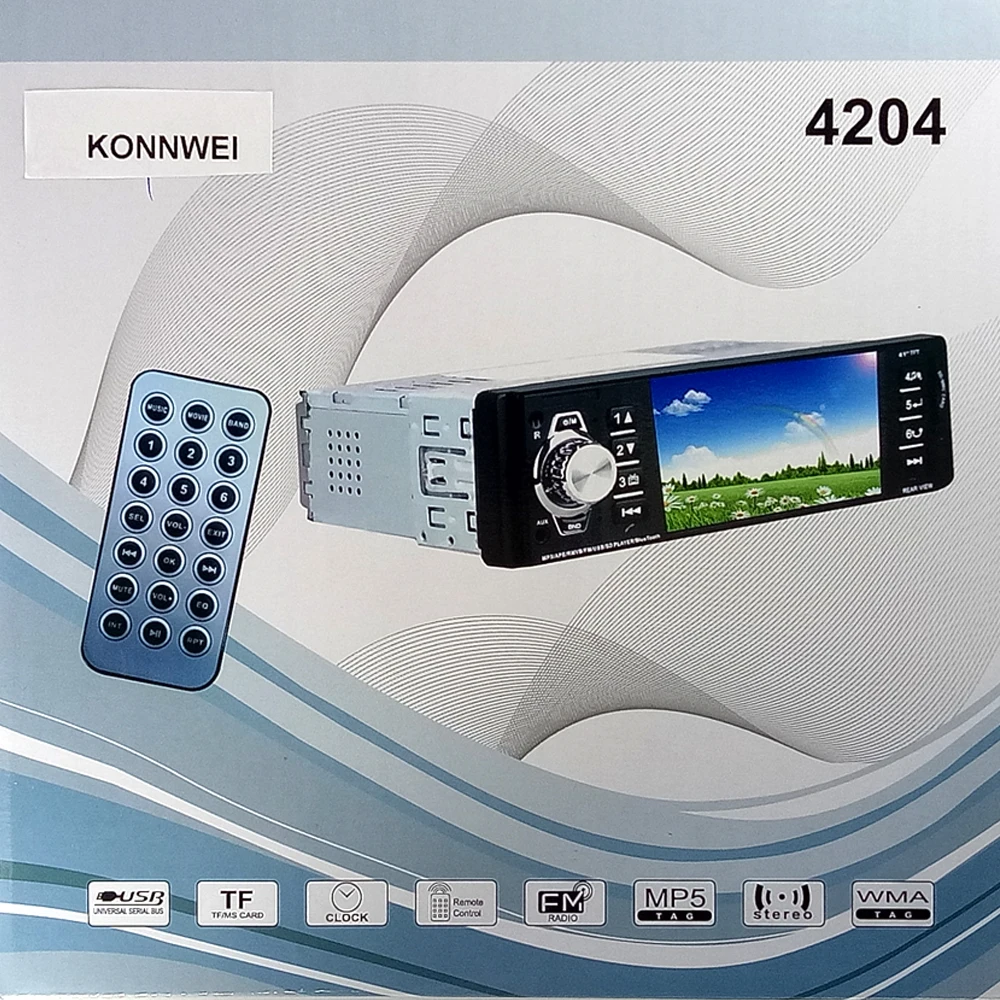 Автомагнитола KONNWE 4 1 дюйма 12 В Din автомобильная аудиосистема Bluetooth USB AUX FM радио