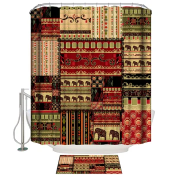 

Africa Indian Elephant 2 Piece Bathroom Set Shower Curtain Sets Bathroom Decor Set Waterproof Bathroom Fabric Women House Funny