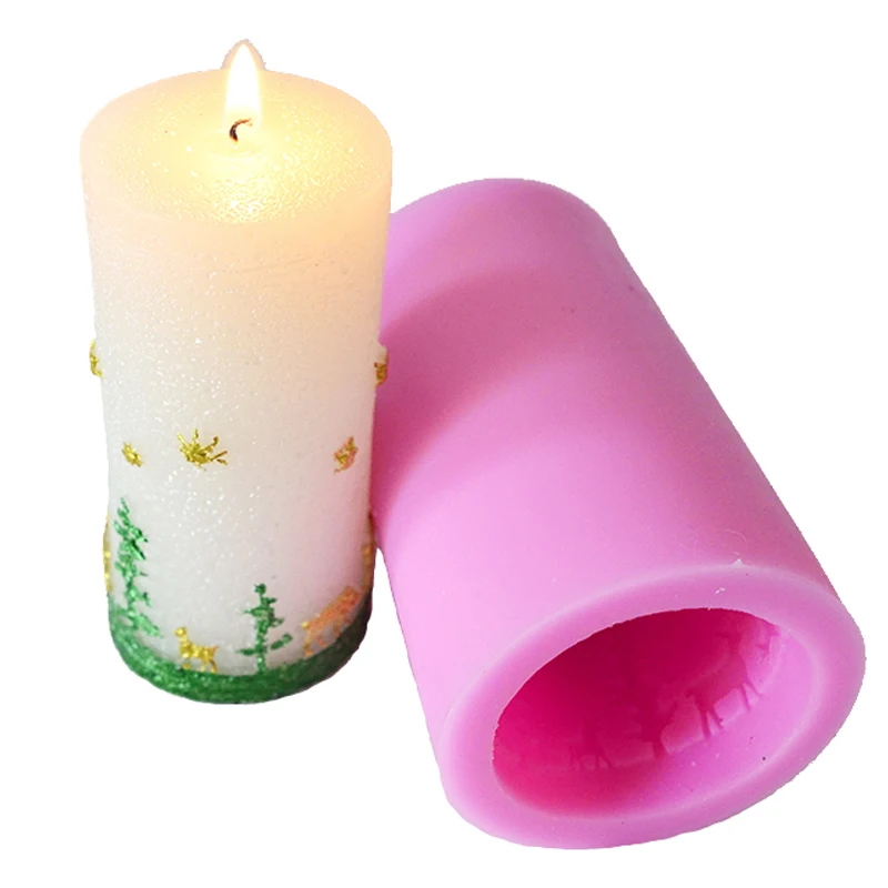 

Nicole Silicone Candle Mold Big Size Trees and Deer Relief Cylindrical Christmas Mould Craft Handmade Soap Tool