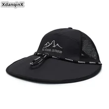 XdanqinX Летняя женская сетчатая дышащая бейсбольная кепка с хвостом большой козырек модная пляжная шляпа Регулируемый размер мужские рыболовные кепки