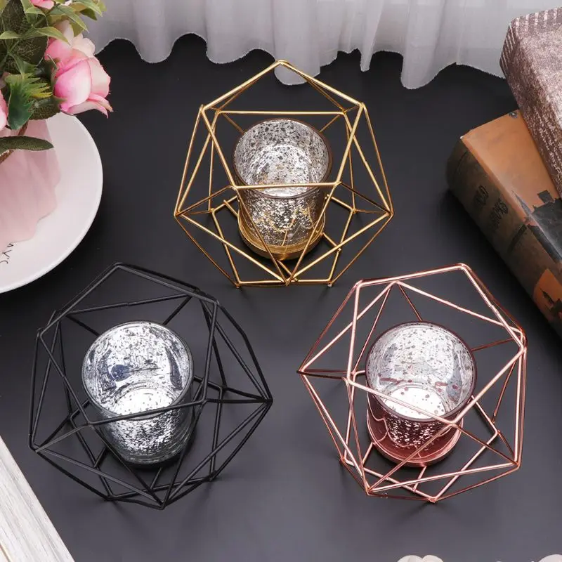 

Nordic Style 3D Geometric Candlestick Metal Candle Holder Wedding Home Decor Hot