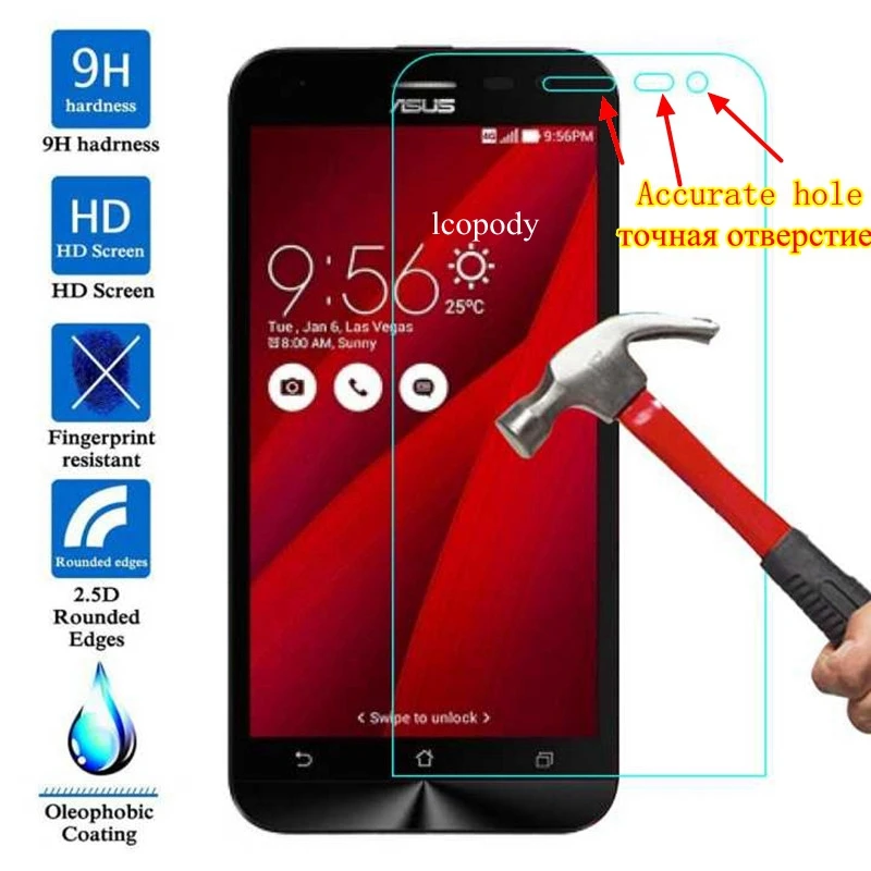 

9H 2.5D Accurate hole tempered glass screen protector FOR ASUS ZenFone Go zb552kl zb552 kl ZB 552 KL case 5.5" lite pro prime