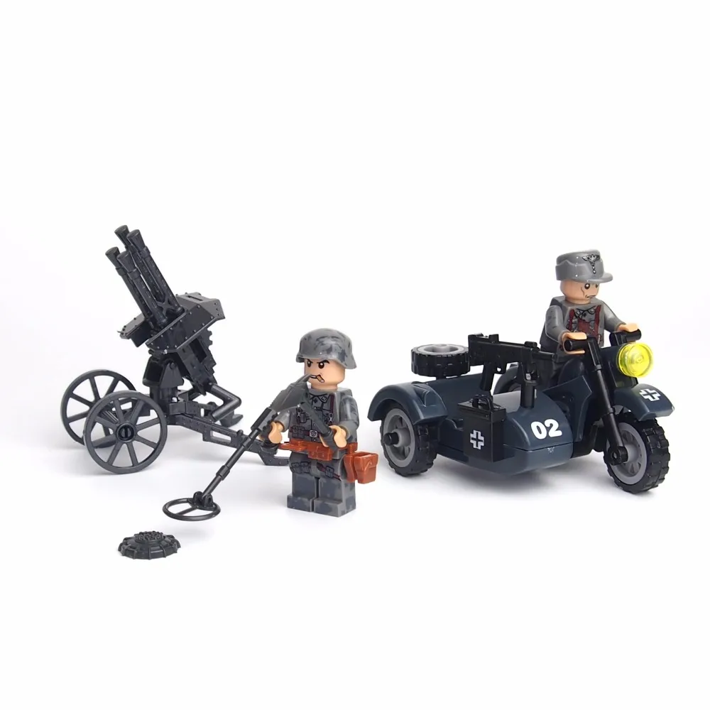 

City Block Mini Military WW2 German Waffen SS US Soldiers Battle Soviet Red Army Building Block Action Figure Toys for children