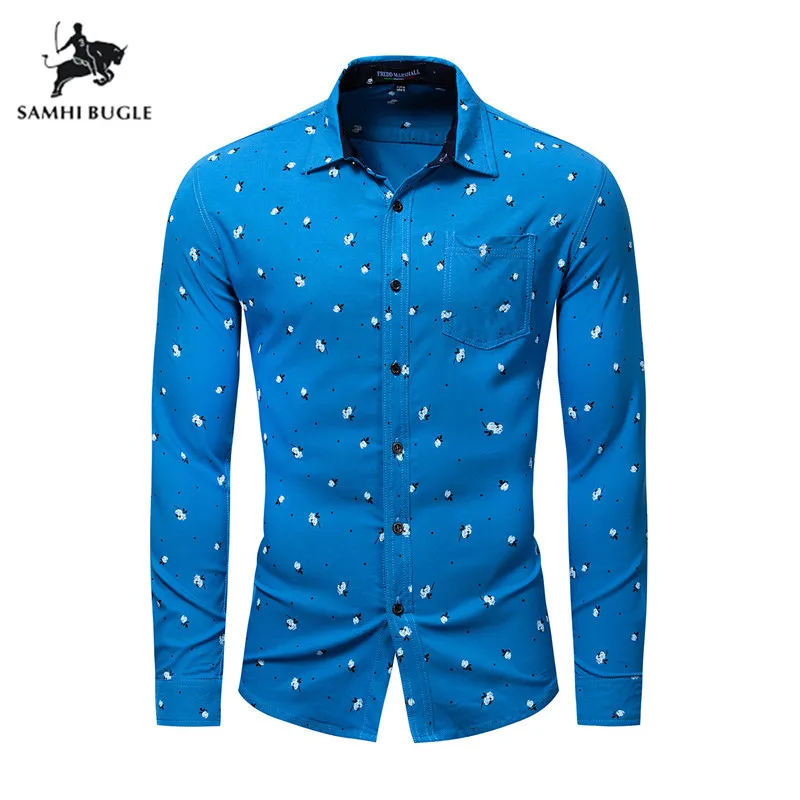 

Top Quality 100% Sanding Cotton Fashion print Shirt Long Sleeves Casual Pure Cotton Shirt Winter Bottoming Shirt