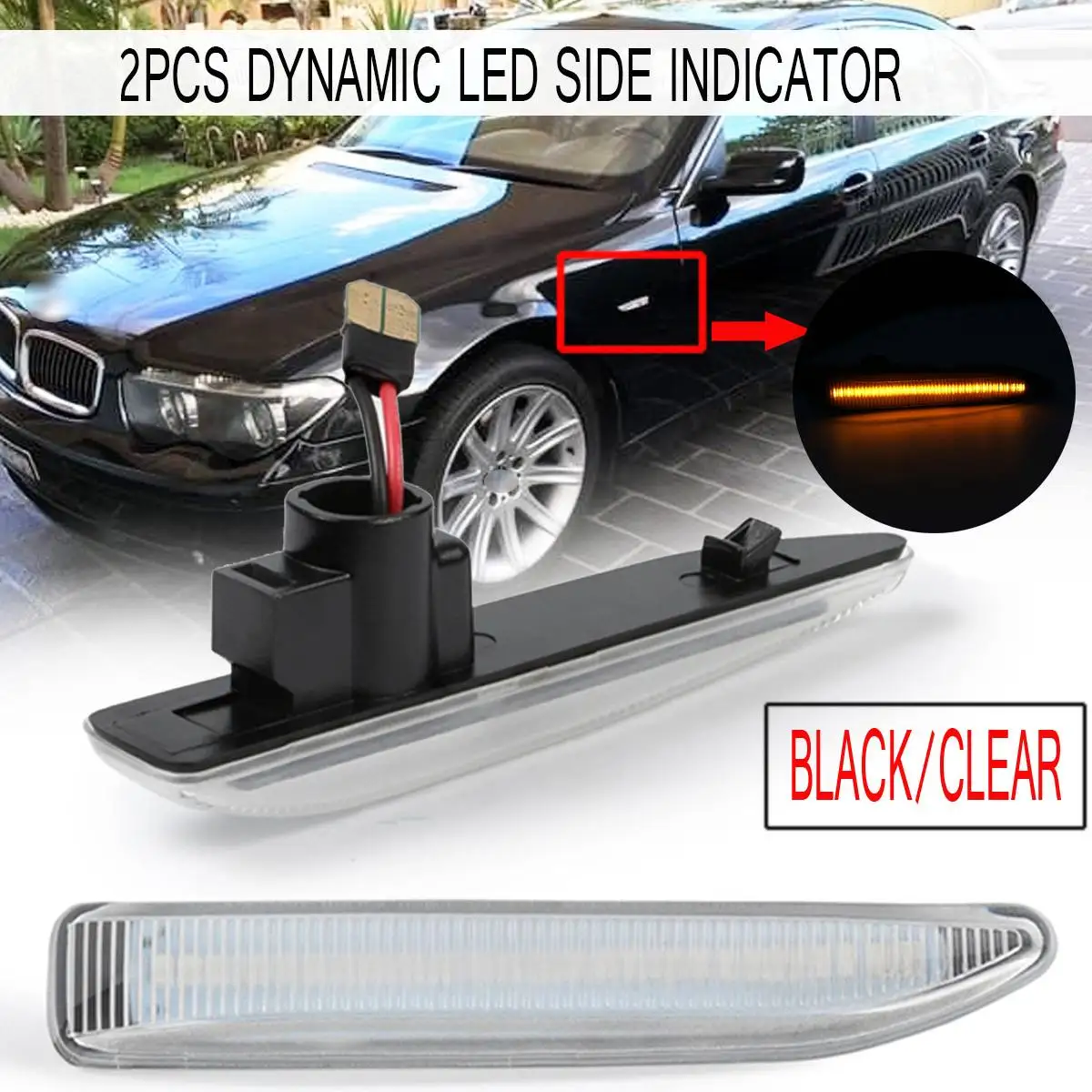 

2PCS Flowing LED Side Marker Lights Dynamic Turn Signal Light Side Repeater Lamp Panel Lamp for BMW 7 Series E65 E66 E67 E68