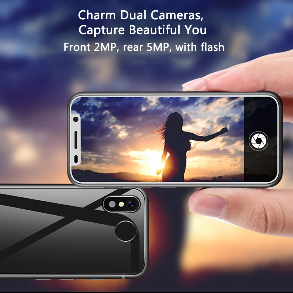 Mini Melrose 2019 Phone 3.4'' MTK6739 Quad Core mobile phone 2GB+8GB Android 8.1 Fingerprint ID 1100mah 4G LTE Smartphone