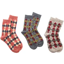 6 пар брендовые качественные Для женщин s Happy Socks Diamond носки с вишней Для женщин чесаный хлопок и шерсть зимние носки Meias Calcetines Largos Hombre