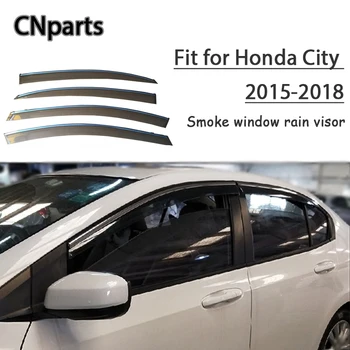 

CNparts 4pcs ABS For Honda City 2015 2016 2017 2018 Car Smoke Window Visor Keep Fresh Air convection Accessories