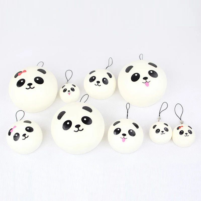 

100pcs/Lot Fun Squishy Cartoon Panda Kawaii Squishies Slow Rising Jumbo Cell Phone Charm Straps Squeeze Toys For Kids Wholesale