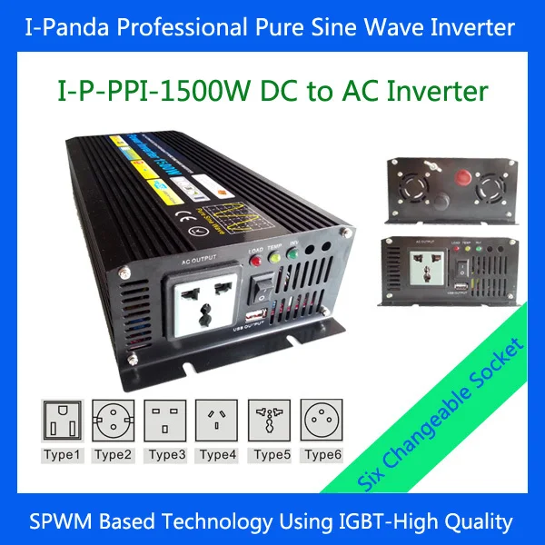 1500W 24v solar hybrid power inverter, 1500w dc to ac pure sine wave inverter, green energy peak