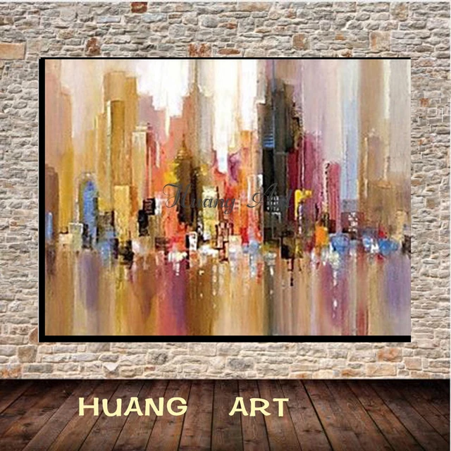 fashion colors modern abstract hand painted abstract cityscape oil