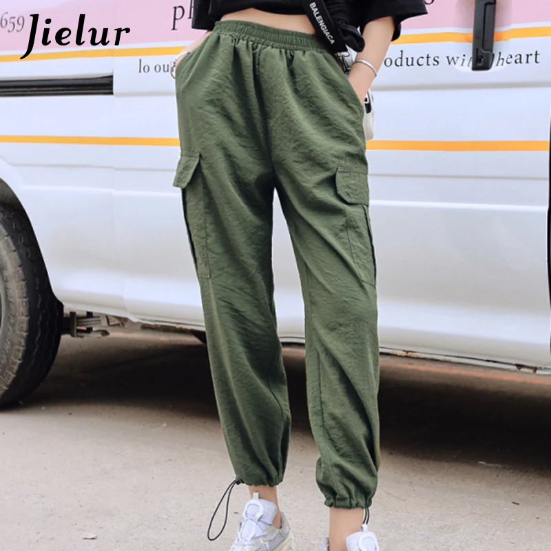 

Jielur Korean Cargo Pants Women Hight Waist Boyfriend Cool Pants Female Streetwear Pantalones Mujer Fashion Trousers Ladies 2019