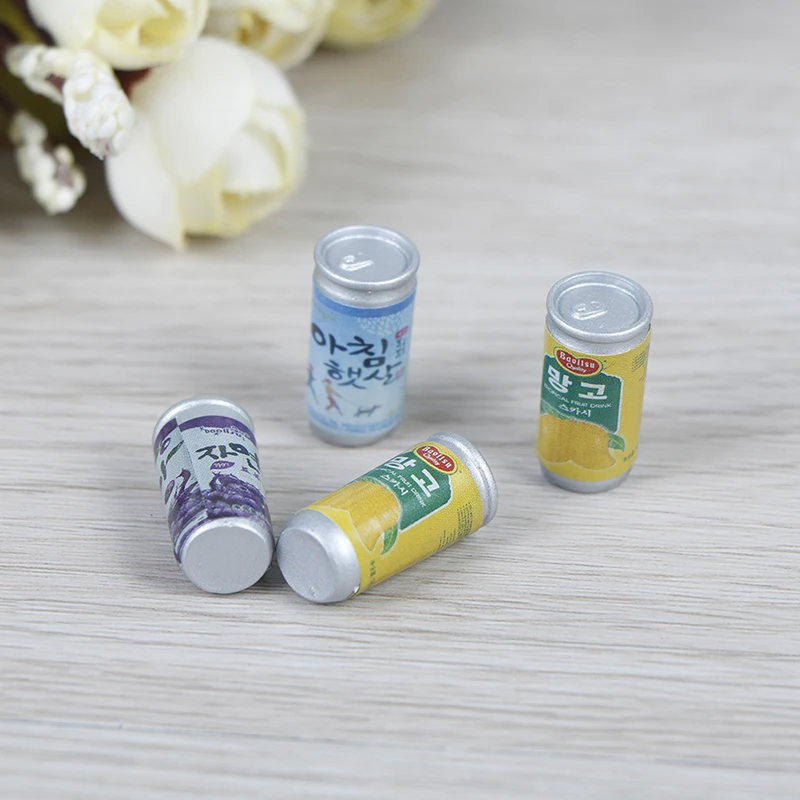 Dollhouse 1:12 Miniature Dollhouse Furniture 4* Drink Cans Decorations DIY Doll House Kitchen Accessories Cute Mini Cans
