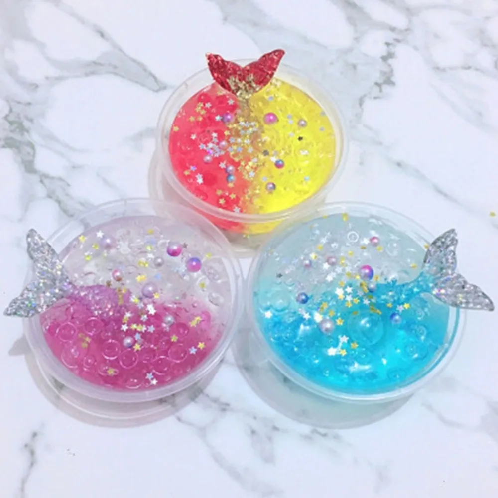 

60ml Mermaid Crystal Mud Mixing Cloud Slime Putty Scented Stress Relief Non Toxic Slime Decompression DIY Festival Party Decors