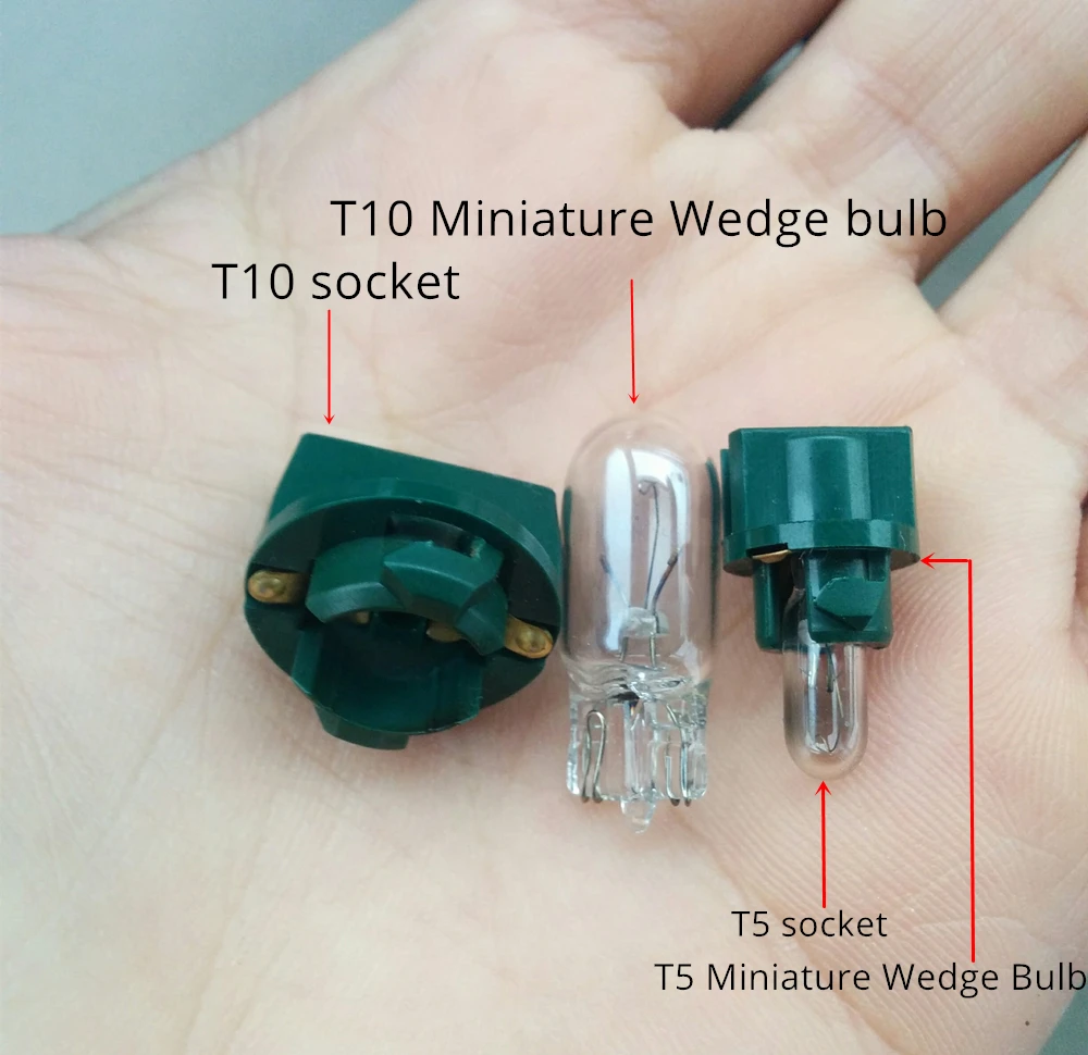 WLJH 20x T10 1/" розетка и T5 3/8" Разъем Автомобильный светильник приборная панель поворотный замок клиновидная база Патрон лампы