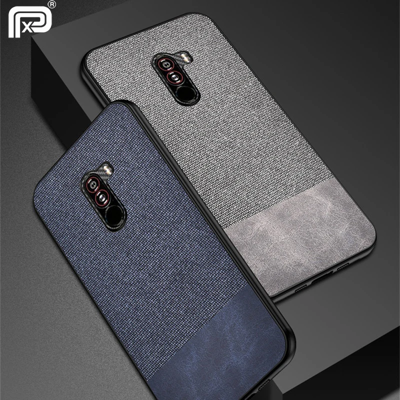 For Xiaomi Pocophone F1 Case Business Vintage Fabric Cloth Hard PC Back Cover Poco Phone Soft Silicone |