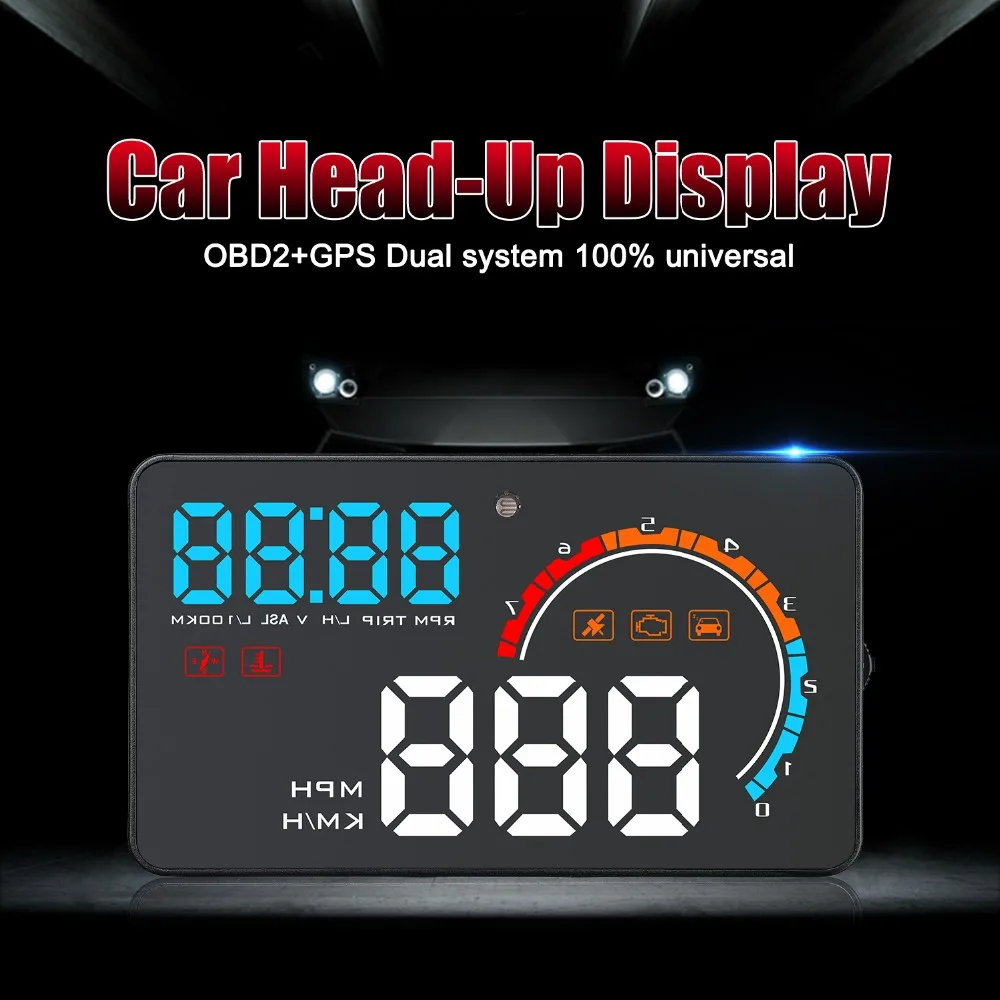 4 дюйма OBD2 + gps HUD Автомобиль BOD2 Head Up Дисплей проектор на лобовое стекло Скорость