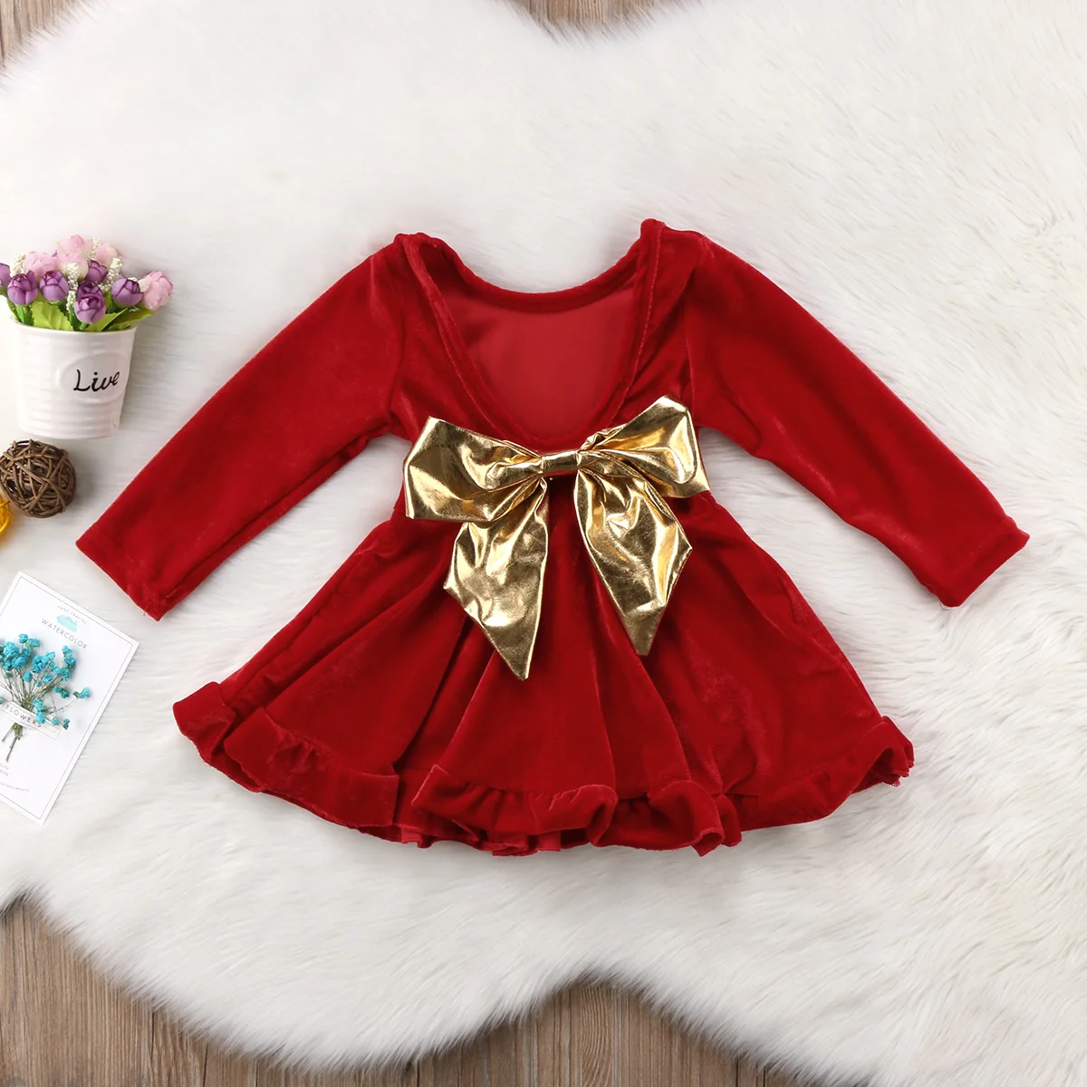 baby red velvet dress