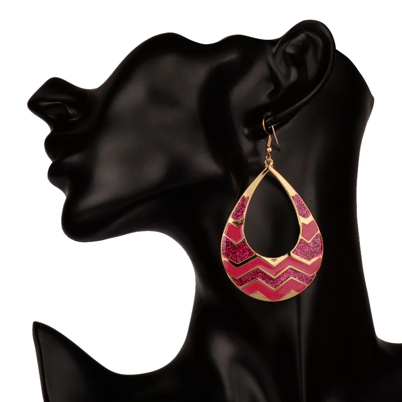 

Large Gold 6 Color Summer Style Geometric Water Drop Enamel Long Earrings New Jewelry Bijouterie Bohemian